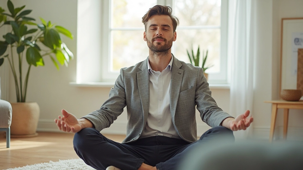 Person som praktiserar meditativ fokus i lugn miljö