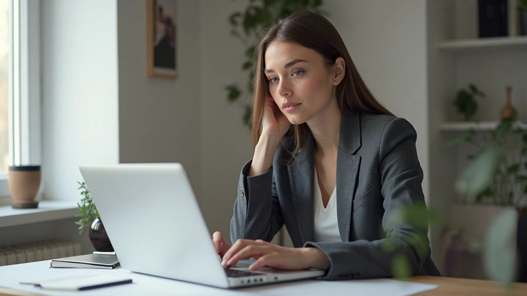 Professionell som arbetar fokuserat vid skrivbord med lugn arbetsmiljö